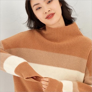 Mùa Thu Và Mùa Đông Một Nửa Cổ Cao Nữ Dày Màu Chính Tả Lười Biếng Bên Ngoài Mặc Áo Len Cashmere Dệt Kim - Product Image 3