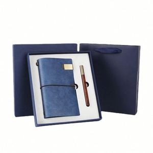 A6 Mahogany Pen Set Hand Ledger 2-Piece <b>Notebook</b> Gift Box Strap Travel <b>Diary</b> Emboss Logo Graduation Christmas Back School - Product Image 1
