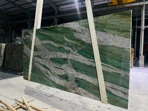 Pierre de marbre exotique de luxe multicolore blanc vert quartzite Grande dalle de surface polie au design moderne pour mur - Product Image 2