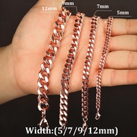 Chaîne cubaine géométrique en cuivre pur à 99,99 %, vente en gros, 5/7/9/12 mm, style Hip-Hop, personnalisable, luxe, certifiée par un tiers, unisexe, tendance