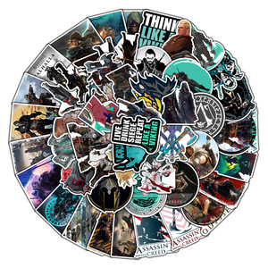 50 pièces jeu Assassin's <span class=keywords><strong>Creed</strong></span> Graffiti autocollants décoratifs étiquette pour bagages ordinateur portable guitare Scrapbook planche à roulettes autocollant étanche - Product Image 2
