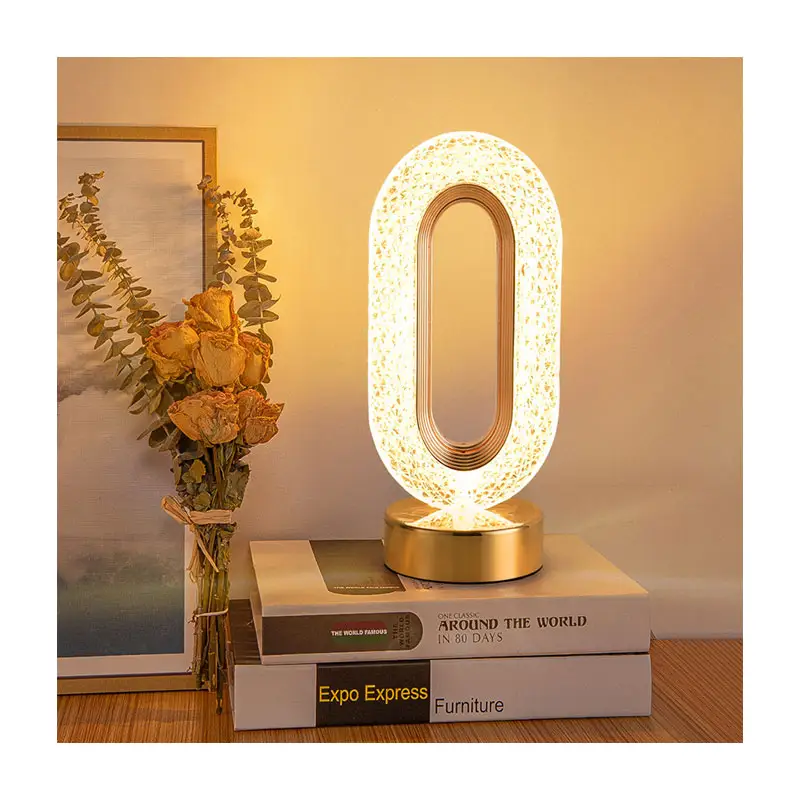 Timjay modern luxus ovales USB wiederaufladbares Kristall-Wohnzimmer nachttisch kreative Dekoration Atmosphäre led Nachtlicht Tischlampe