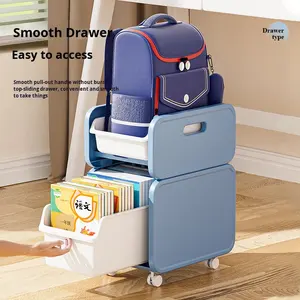 Étagère de rangement à deux niveaux en plastique, chariot mobile, rangement de livres, moderne, durable, multifonctionnel, salon, vaisselle - Product Image 2