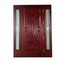 Portes d'entrée doubles sculptées en bois massif d'acajou antique