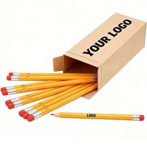 Cadeau promotionnel, vente en gros d'usine, crayons en bois jaunes personnalisés avec logo HB et gomme pour l'écriture des étudiants - Product Image 1