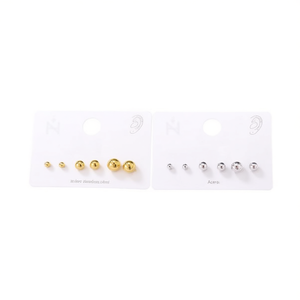 Boucles d'oreilles Zi Stud 4mm 6mm 8mm en acier inoxydable, ensemble de boules pour femmes, accessoire de bijouterie - Product Image 4