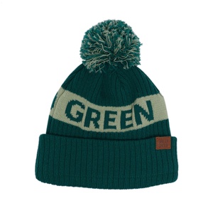 Custom Cotton Warm Winter Ski Pom Pom Beanies Hat with Fleece Lining Leather Patches Logo Bobble Hat - Product Image 3