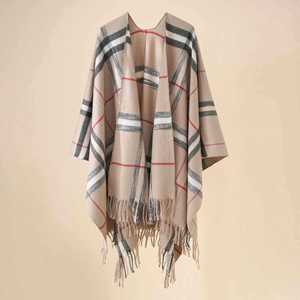 Wholesale Winter 130*150cm Oversized <b>Blanket</b> Poncho Scarf with Tassel Wool Cape Style Cloak Shawl <b>Beach</b> Poncho Womens - Product Image 4