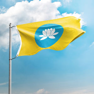 ธงแขวนแบบกำหนดเอง พิมพ์ลายดิจิทัล โพลีเอสเตอร์ สำหรับส่งเสริมความรักชาติ สาธารณรัฐคาล์มีเกีย ขนาด 3x5 ฟุต ธงสหพันธรัฐ - Product Image 1