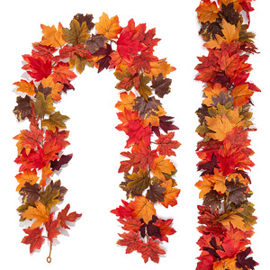 Guirlande artificielle d'érable d'automne 100cm-200cm, feuilles en soie pour la décoration de fenêtre et de cheminée - Product Image 2