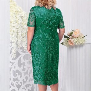 <span class=keywords><strong>Personalizzato</strong></span> Oem Plus Size <span class=keywords><strong>ricamato</strong></span> in pizzo manica corta sottile abiti formali africani per <span class=keywords><strong>abbigliamento</strong></span> donna - Product Image 5