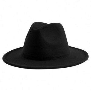 Wholesale in Stock Solid Color Party Fashion Wool Felt Panama Fedora Hats With Belts for Men and Women - Product Image 3