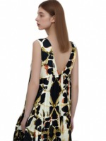 Robe longue à fleurs respirantes en viscose imprimée de style ethnique de style modeste pour un usage quotidien ou un style de vacances à la mode pour l'Aïd