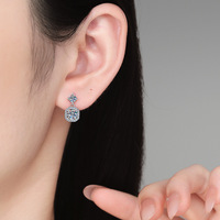 Boucles d'oreilles pendantes carrées en argent sterling 925 avec moissanite VVS de 1,4 carat, taille ronde, certifiées, vente en gros de bijoux fins