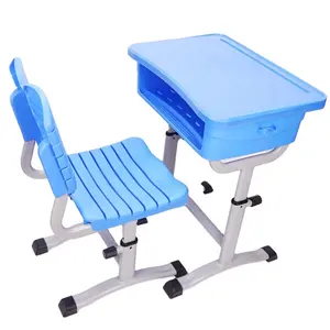 Wooden Metal Connected Modern furniture design manufacturers plastic wooden student desk and chair set