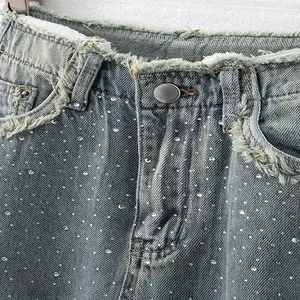 OEM Distress Pants Y2K Vintage Washed Full Shiny Diamonds Full Denim Jeans Chicano Mens Jeans