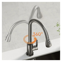 Ensemble de robinet de cuisine monotrou moderne classique en acier inoxydable de haute qualité 360 extractible noir évier robinet d'eau chaude et froide
