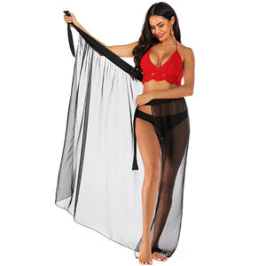 <span class=keywords><strong>Mujeres</strong></span> Sexy <span class=keywords><strong>Desnuda</strong></span> Color Sólido Malla Long Beach Wrap Cover Ups Falda - Product Image 3