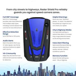 Detector de Radar Speed Sentinel 360 °   Detectores de Radar Speed Sentinel para Automóviles con Alertas de Voz, Modos Ciudad y Carretera - Product Image 2