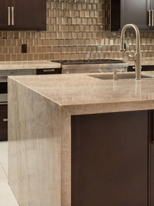 Sh stone taj mahal קוורציט משטח לוח מודרני עיצוב מודרני מודרני מלוטש עץ שיש מטבח מלוטש - Product Image 6