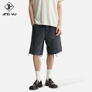 Nouveau design de shorts slim pour hommes, belle rue, short d'été en denim surdimensionné noir délavé, short en jean vintage à bord brut, vente en gros - Product Image 4