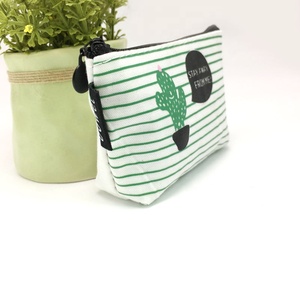 Sacs à cosmétiques à fermeture éclair en coton personnalisé mignon Mini maquillage pièces pochette - Product Image 4