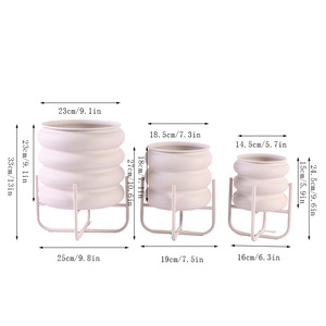 3 件套粉色粉末涂层金属花盆室内室外现代铁艺花盆适用于花园客厅婚礼装饰 - Product Image 3