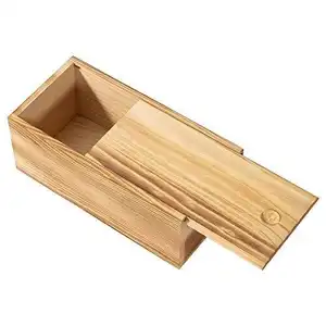 Kotak kayu tutup geser kecil, kotak penyimpanan mini kotak hadiah