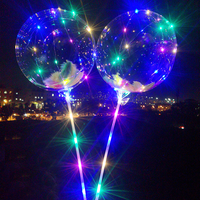 Magnifiques ballons Bobo ronds à LED de 18 pouces, transparents, lumineux, stroboscopiques, ballons Bobo de la Saint-Valentin