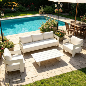 Ensemble de canapés d'extérieur tout en aluminium, mobilier de <span class=keywords><strong>jardin</strong></span>, ensemble de canapés modulaires 4 pièces pour terrasse, patio, villa, cour - Product Image 1