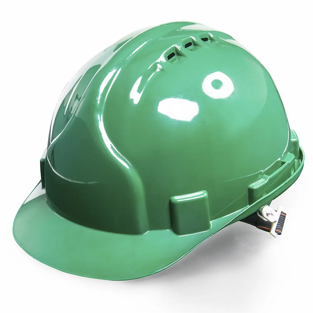 Casque de protection du travail avec doublure en plastique de couleur verte, casque de sécurité pour chantier de construction