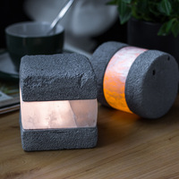 Lampe de table de Noël en plâtre, lampe de chevet LED rechargeable, lampe de table créative en pierre minérale naturelle
