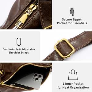 <span class=keywords><strong>Celestina</strong></span> Hobo Sacs pour femmes, sac à main à bandoulière en cuir végétalien pliable ultra doux, sacs fourre-tout élégants et souples - Product Image 2