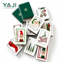 Modernas Fichas de Mahjong Verdes de Navidad, 160 Piezas, Fichas Acrílicas de 4 Capas, Regalo Navideño Rojo de Santa, Marca YAJI, YAJI888, MOQ 1 Juego