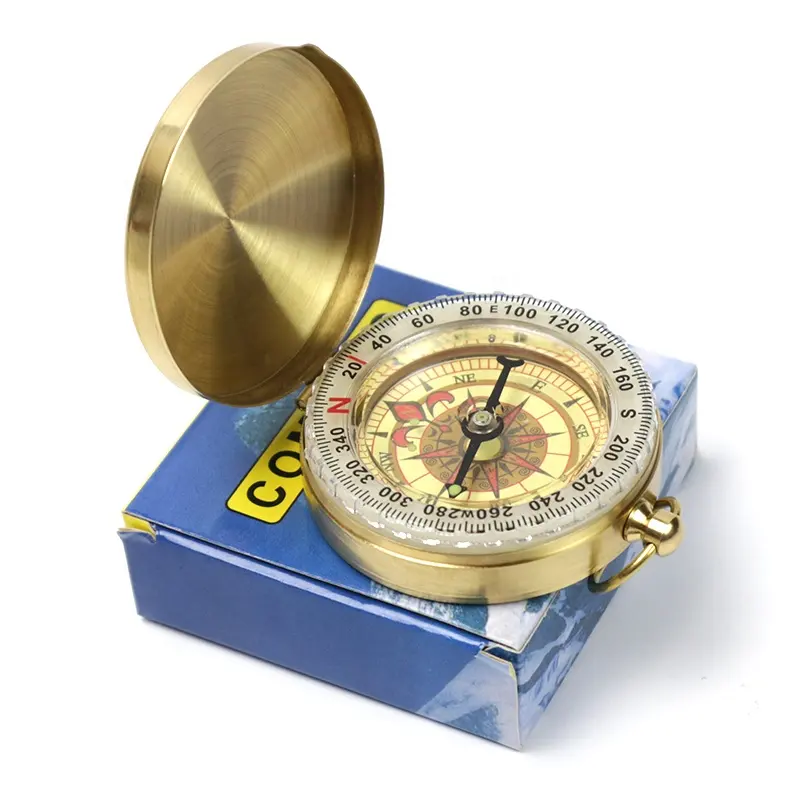 Bolso clássico estilo Clamshell compasses impermeável luminosa Pocket Compass Brilho na bússola de metal escuro para caminhadas Camping