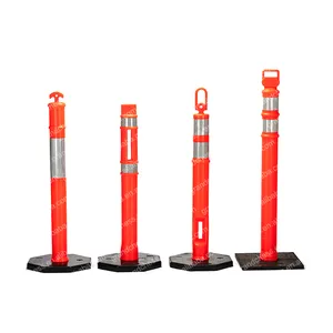 2021 Traffic Flexible Soft Highly Visible PE Plastic Warning Delineator Black Post With Base