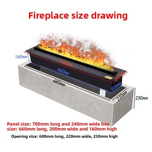 Cheminée électrique décorative 3D intelligente 0.7 avec effet de flamme néon, vapeur d'eau atomisée, insert pour usage domestique et hôtelier - Product Image 1