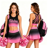 Tenue d'entraînement personnalisée en strass pour filles et femmes, ensemble crop top et jupe courte pour cheerleading, uniforme d'équipe
