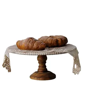 Support à gâteau en bois détachable de bureau européen vintage Plateau en bois Étagère décorative pour la maison