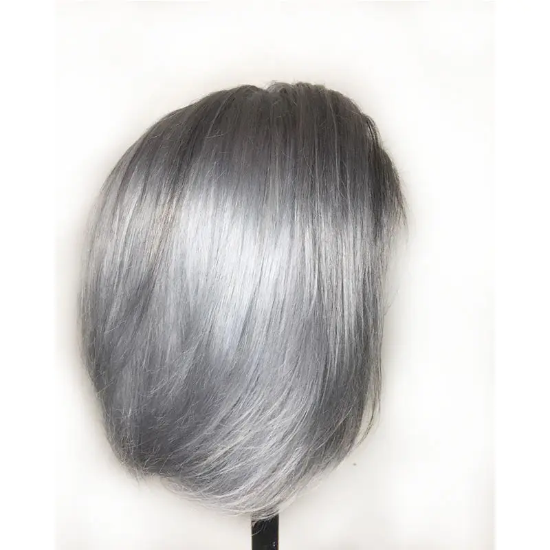 Perruques de cheveux humains de couleur grise perruques courtes Bob Lace Front Blunt Cut 13X6 partie latérale brésilienne grise cheveux humains pré-plumés Remy perruques