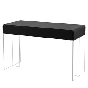 Coiffeuse noire de designer italien moderne avec miroir et panneau de rangement, bureau intégré léger et luxueux pour petit appartement - Product Image 5
