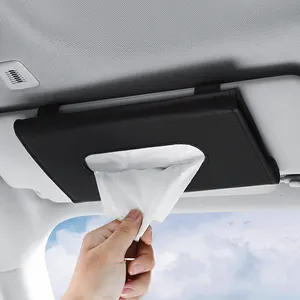 Hot Style Car Portable Tissue Storage Cover Car Sun Visor Hanging Leather Tissue Bag Car Sun Shield Tissue Box