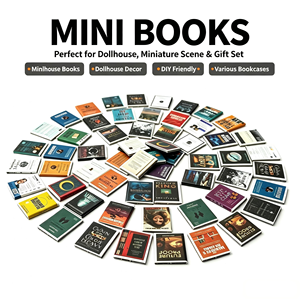 Mini Libreria per <span class=keywords><strong>Casa</strong></span> delle Bambole con Armadietto, Espositore in Legno per Libri in Miniatura, Libri in Miniatura Inclusi, Accessorio Decorativo per <span class=keywords><strong>Casa</strong></span> delle Bambole - Product Image 1