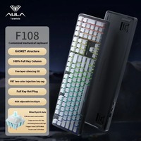 Aula F108 kustom baru Keyboard Gaming RGB struktur Gasket mekanis USB-C BT nirkabel Aksesori Esports