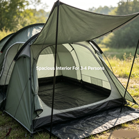 Tente tunnel extensible en fibre de verre avec fenêtres en maille ventilée, tente de camping pliable pour l'extérieur, supporte la personnalisation du logo OEM ODM