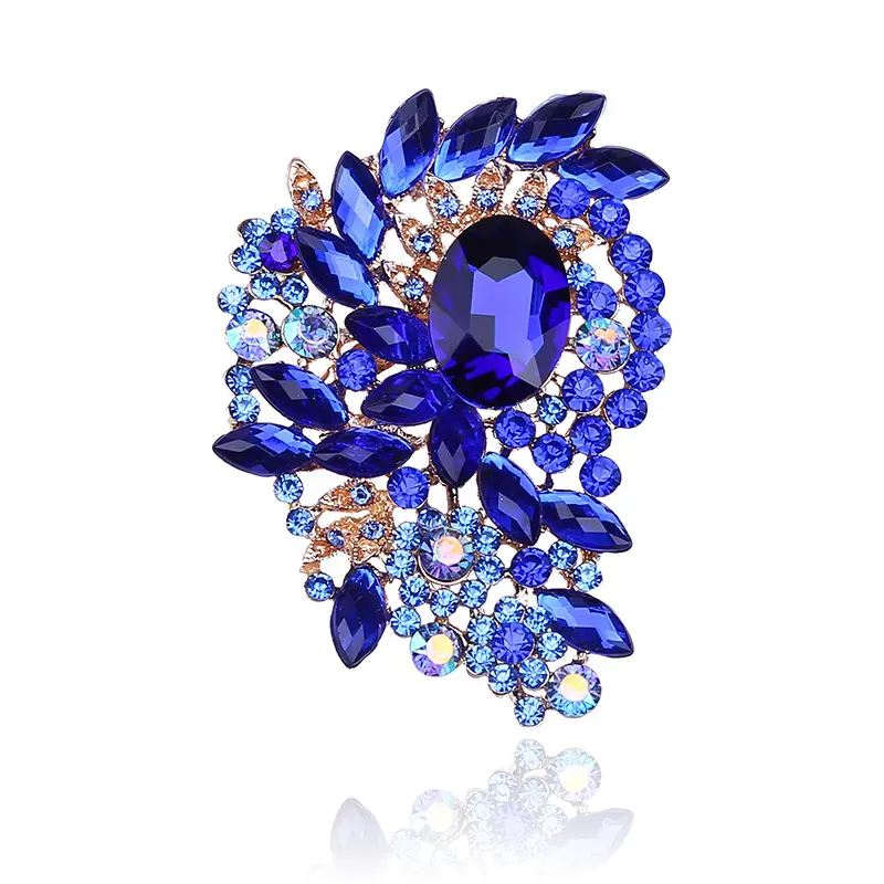 Shinny Jewelry Gift Brooch Lapel Pin Clothing Accessories Alloy Crystal Rhinestone Flower Brooch For Women Girls Lady
