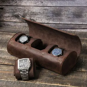 Luxury Watch Box Genuine Leather Watch Roll Travel Watch Organizer Case For 1 2 3 Slots Watches