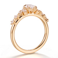 Anillo de Compromiso de Oro de 18K con Diamante Cultivado en Laboratorio, Corte Marquesa, Color D, Claridad VVS, Joyería de Moda para Mujer, Oro Real