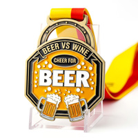 Mug à bière Social Fest en alliage de zinc, avec médaille octogonale en émail dur bronze antique et cordon personnalisé, pour événements sportifs, de divertissement et de réseaux sociaux