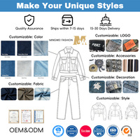 Ensemble deux pièces streetwear homme en jean délavé vintage et veste en denim, fabrication sur mesure OEM ODM, motif 3D, délavage moyen